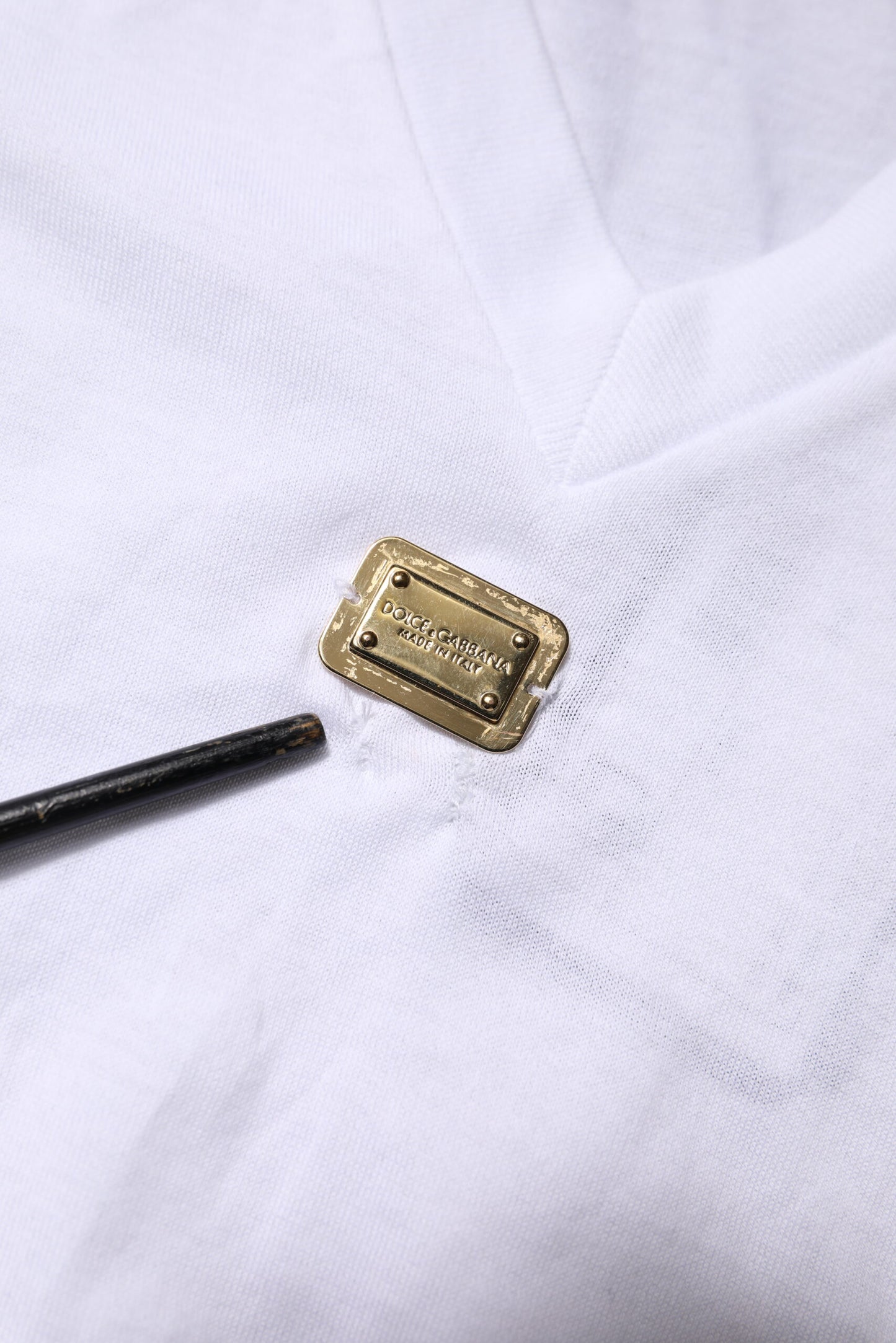 Dolce & Gabbana White Cotton Short Sleeve V-Neck Top T-shirt