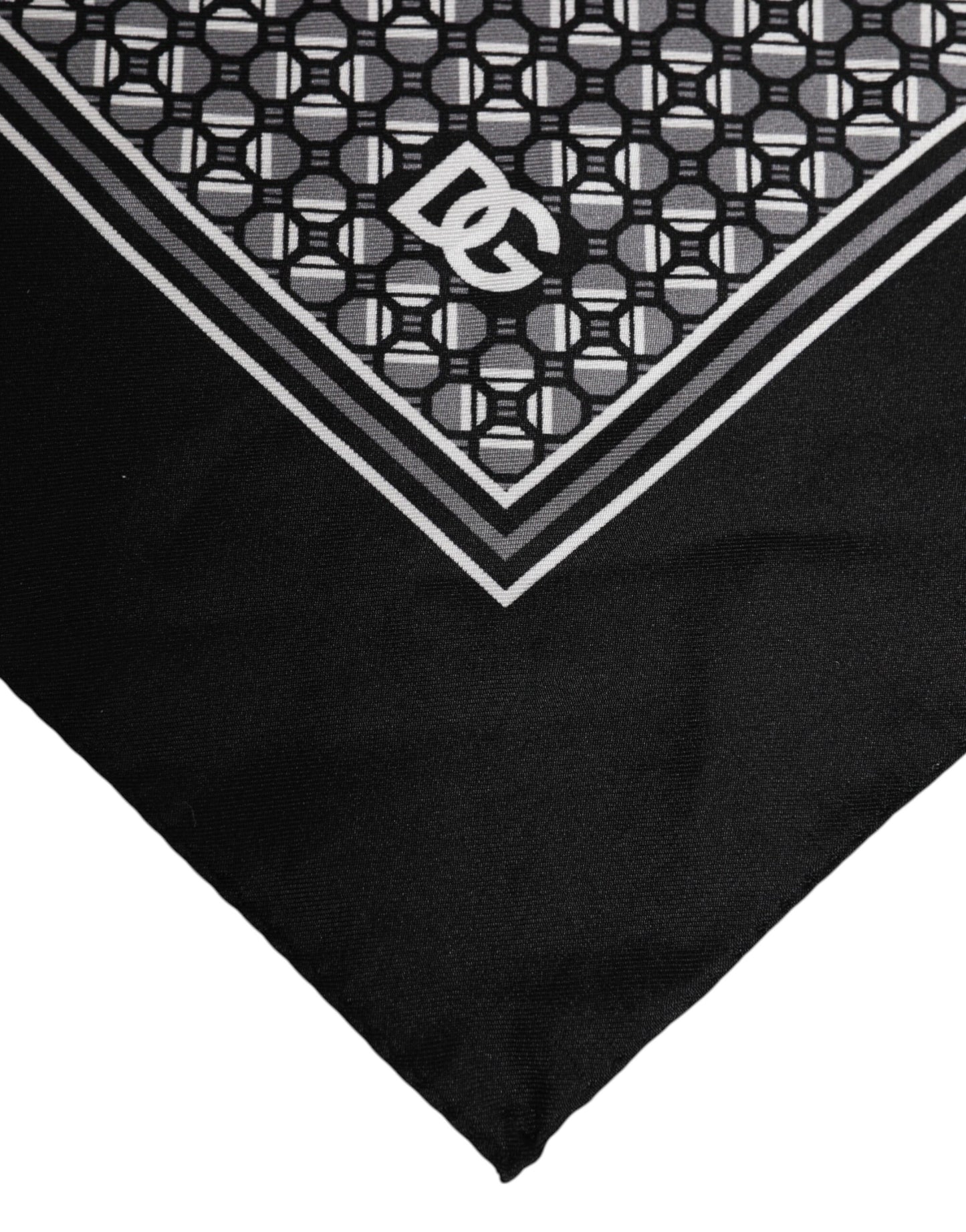 Dolce & Gabbana Black White Patterned Square Foulard Scarf