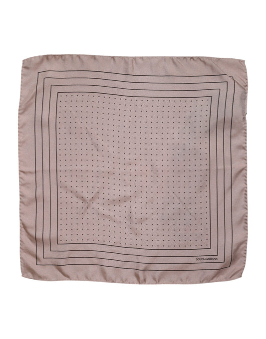 Dolce & Gabbana Beige Dotted Silk Square Men Foulard Scarf