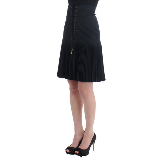 Roberto Cavalli Black Wool Mini Skirt