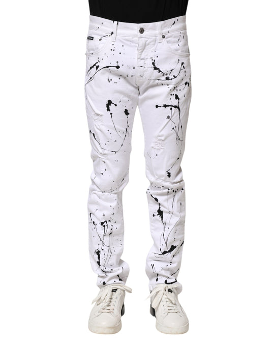 Dolce & Gabbana White ColorSplash Skinny Denim Jeans