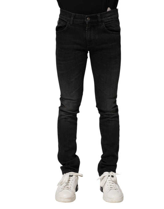 Dolce & Gabbana Black Cotton Skinny Men Denim Jeans