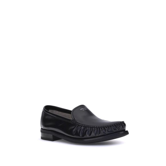 Prada Black Calf Leather Bos Taurus Slip-On Loafers