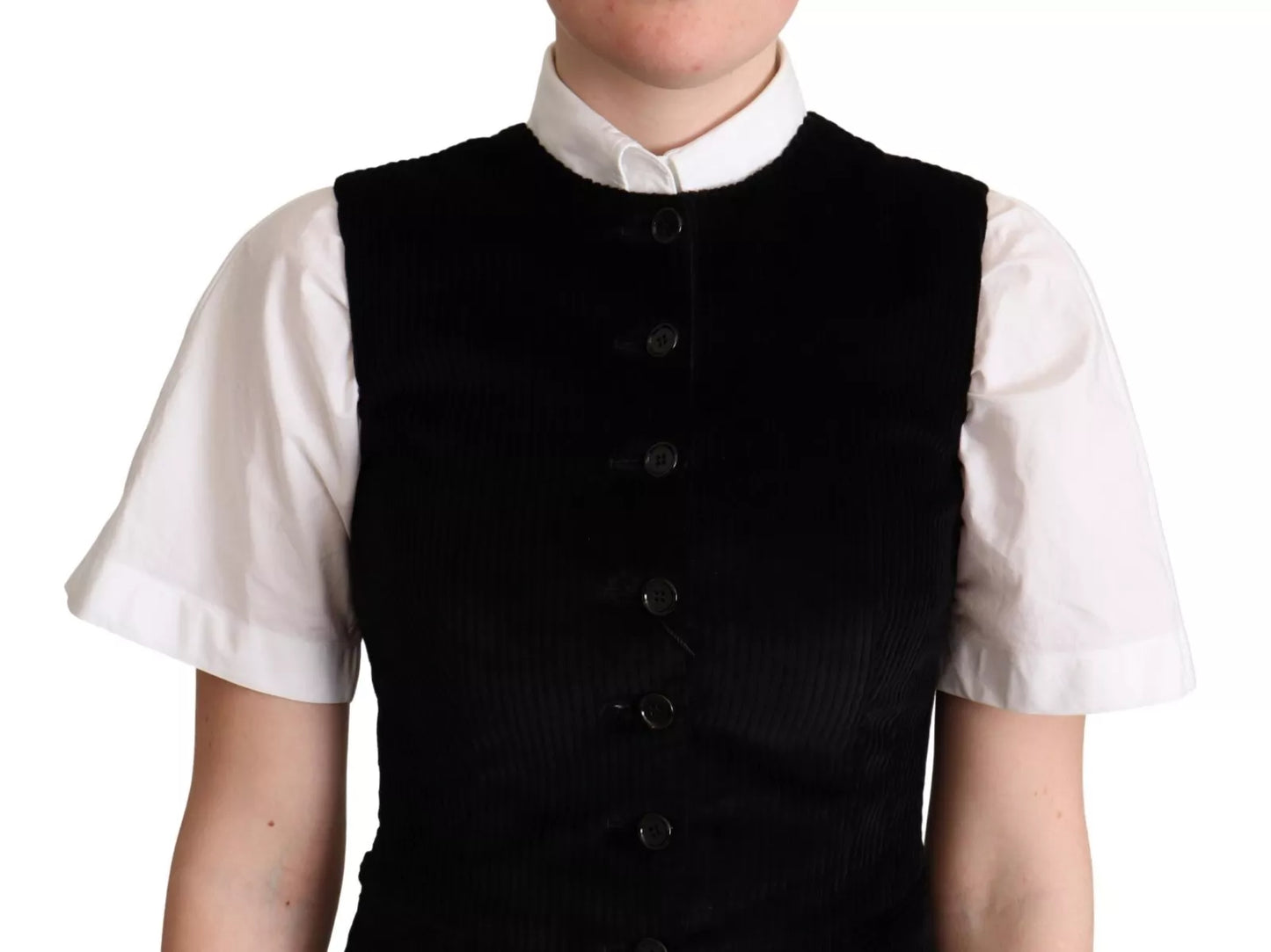 Dolce & Gabbana Black Brown Leopard Print Waistcoat Vest