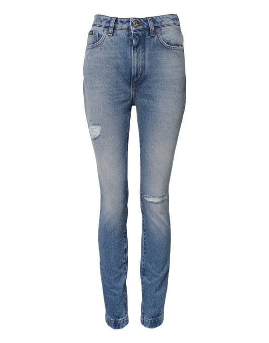 Dolce & Gabbana Blue Washed Skinny High Waist Denim Jeans