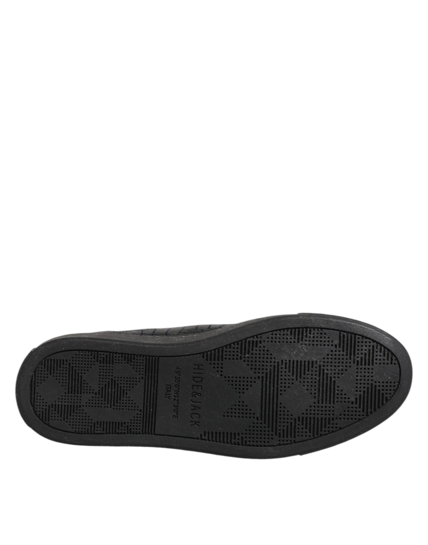 HIDE & JACK Black Leather Lace Up Mid Top Sneakers Shoes