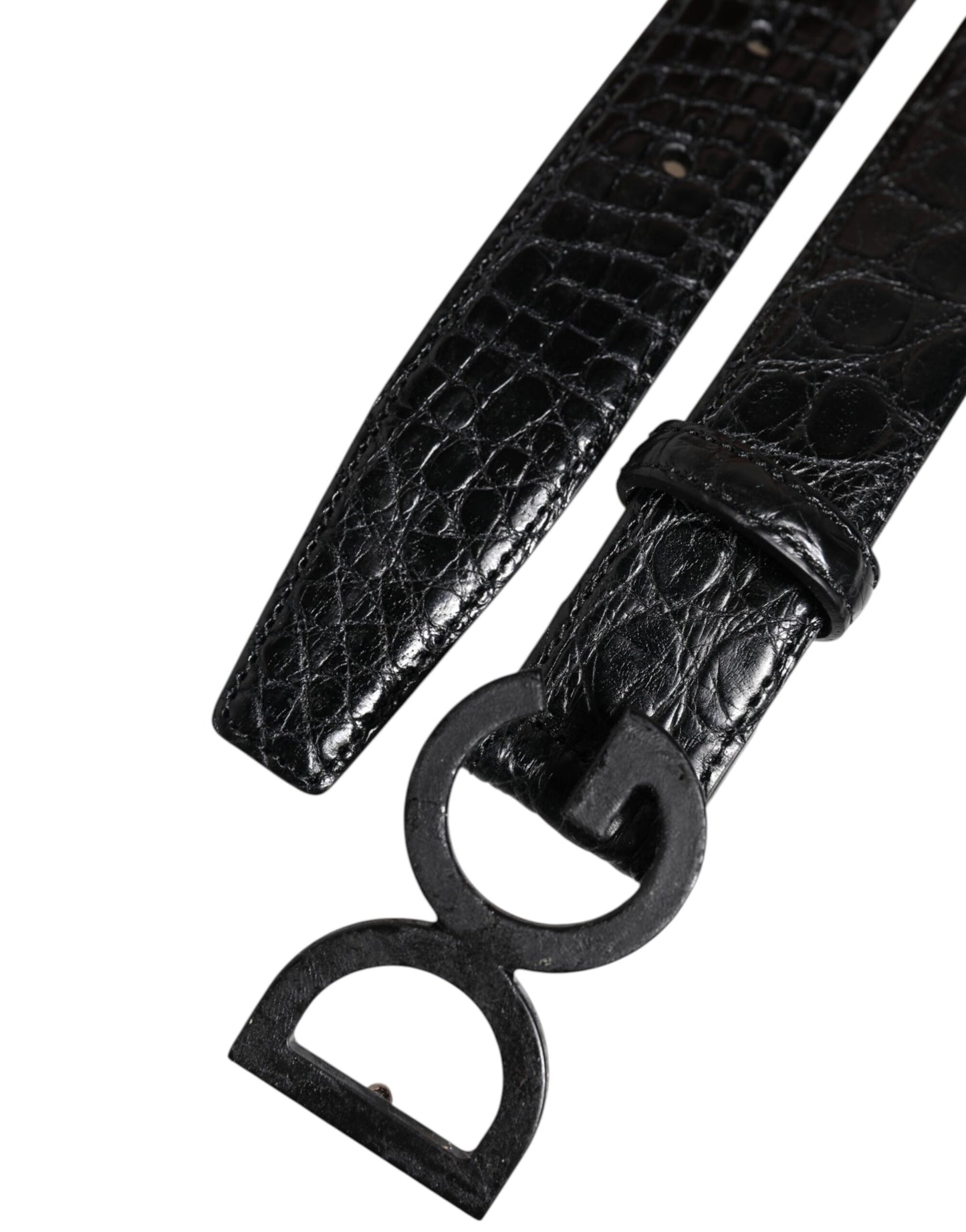 Dolce & Gabbana Black Leather Classic Metal DG Buckle Belt