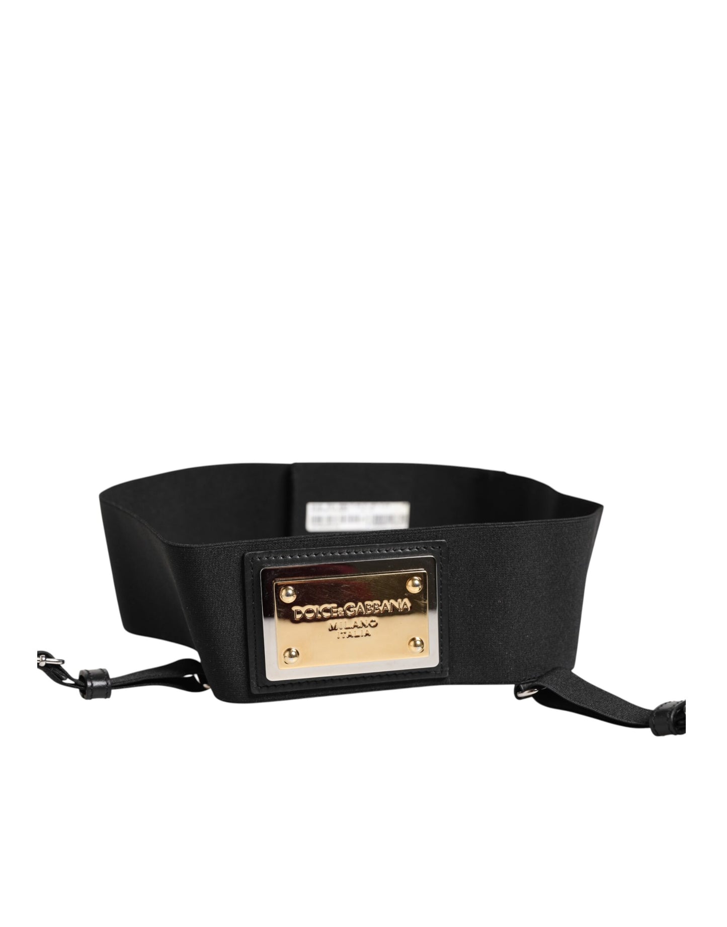 Dolce & Gabbana Black Leather Logo Wide Waist Belt Suspender