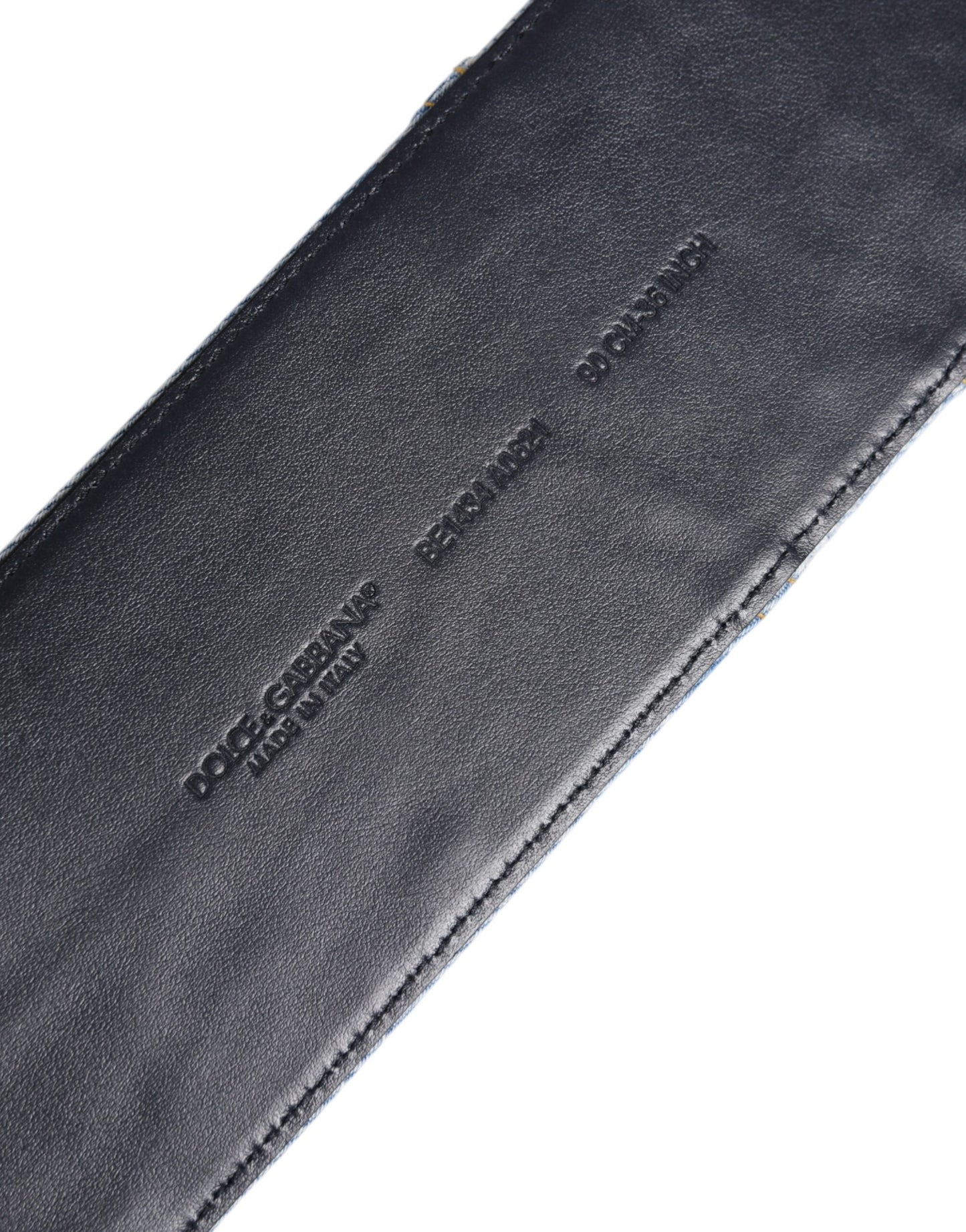 Dolce & Gabbana Two Tone Blue Denim Gold Metal Buckle Belt