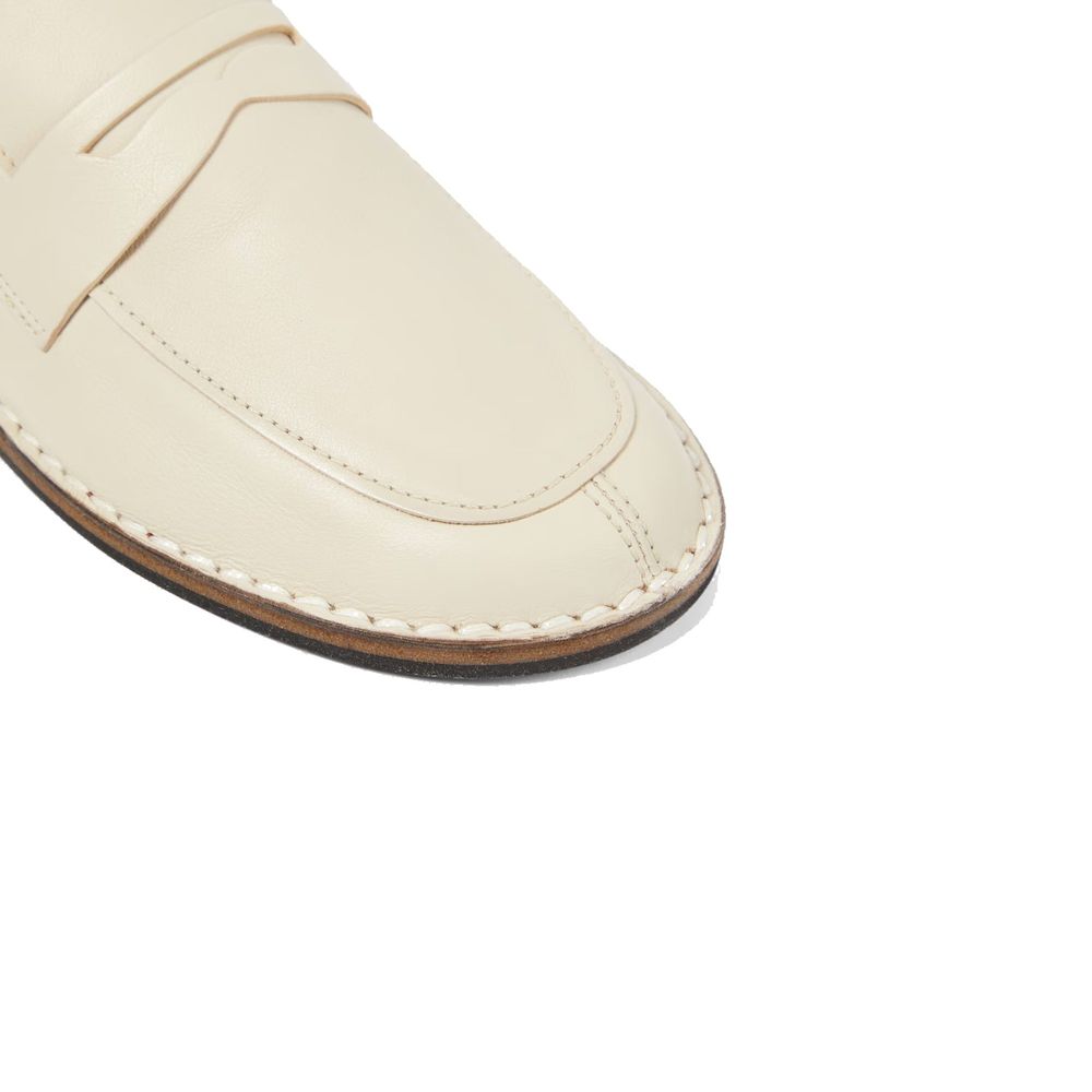 The Row White Calfskin Slip-On Loafers