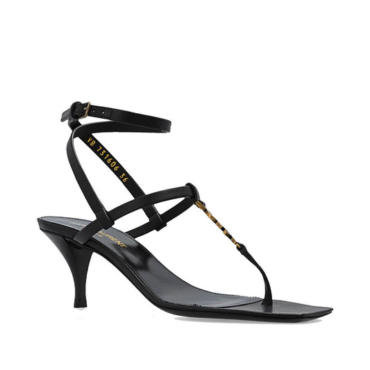 Saint Laurent Black Calfskin Stiletto Heel Sandals