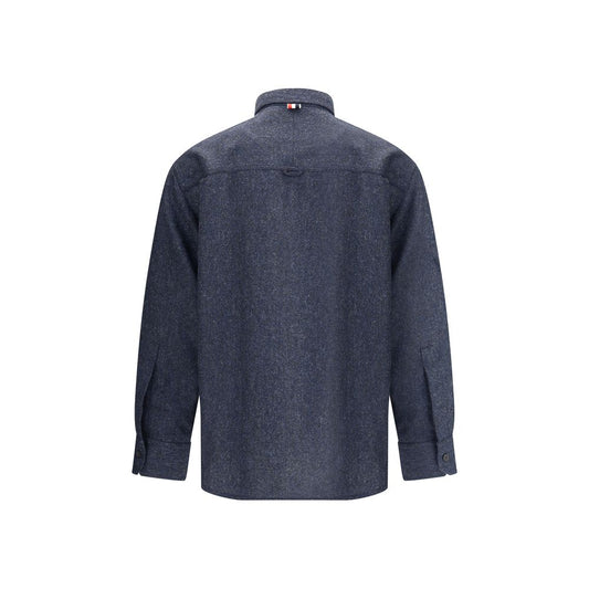 Thom Browne Blue Wool Dress Shirt