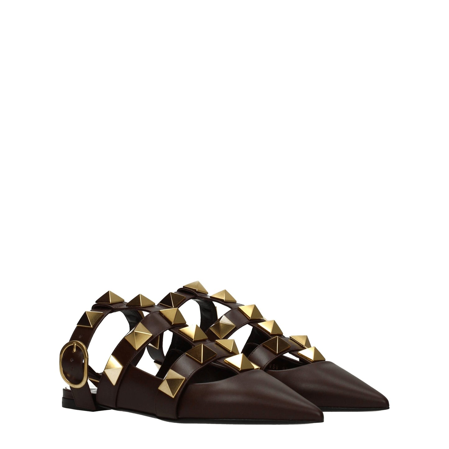 Valentino Garavani Brown Leather Flat Sandals