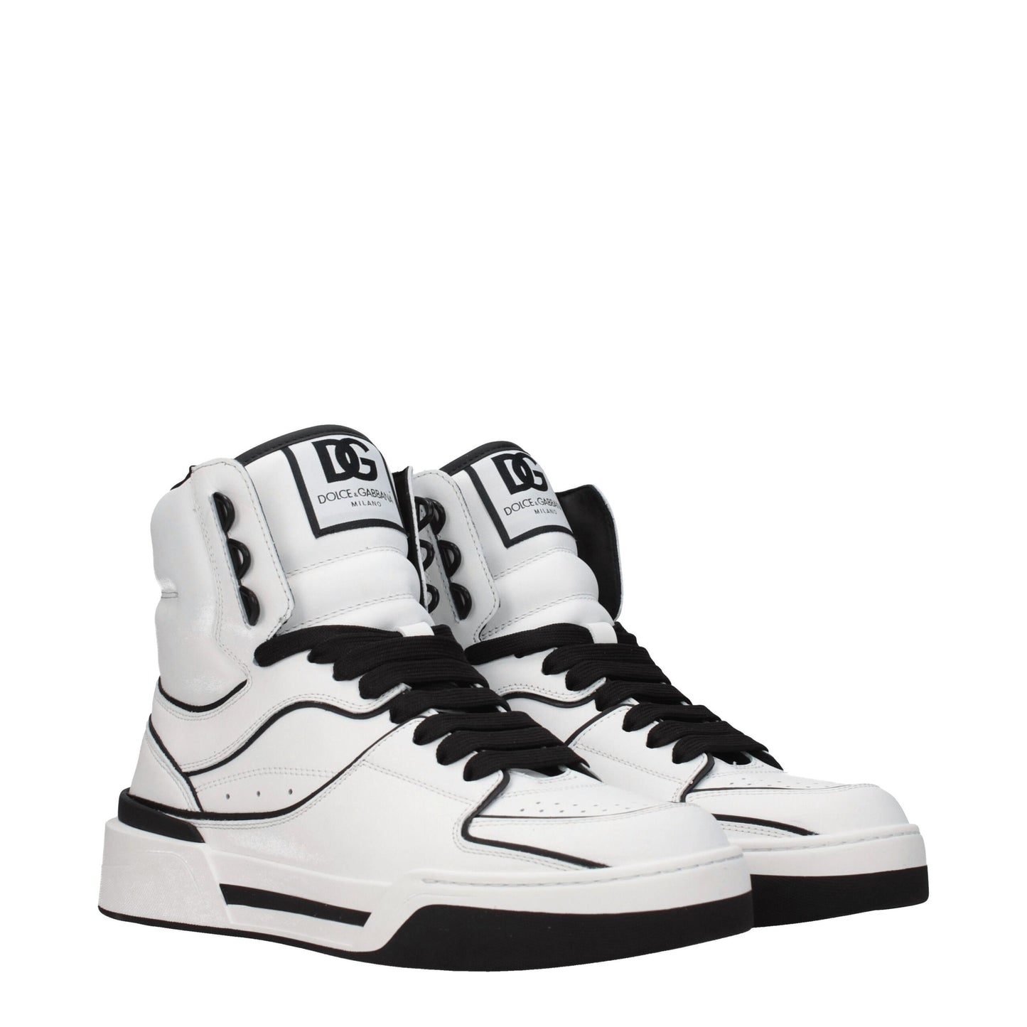 Dolce & Gabbana White Leather High Top Sneakers