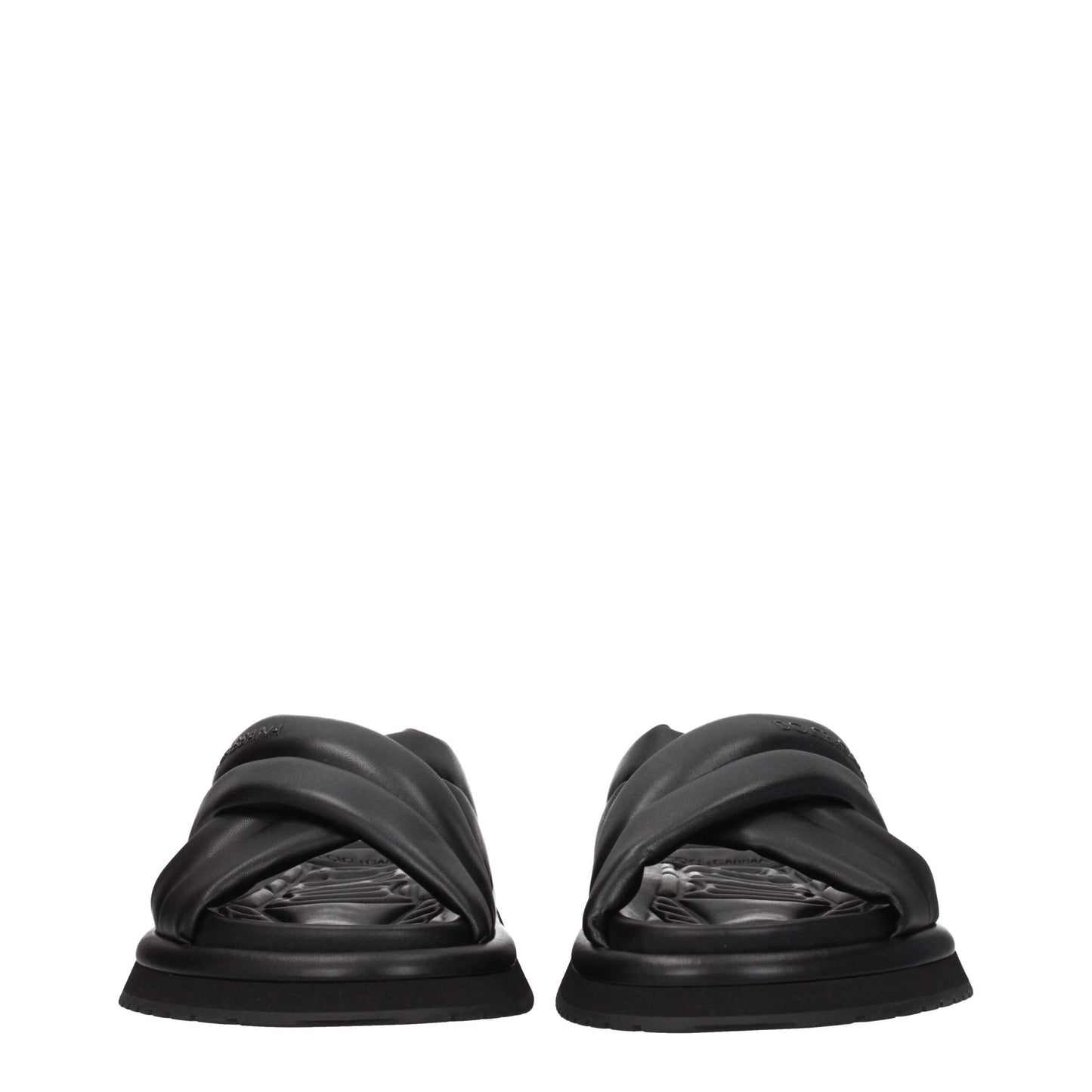 Dolce & Gabbana Black Leather Slippers
