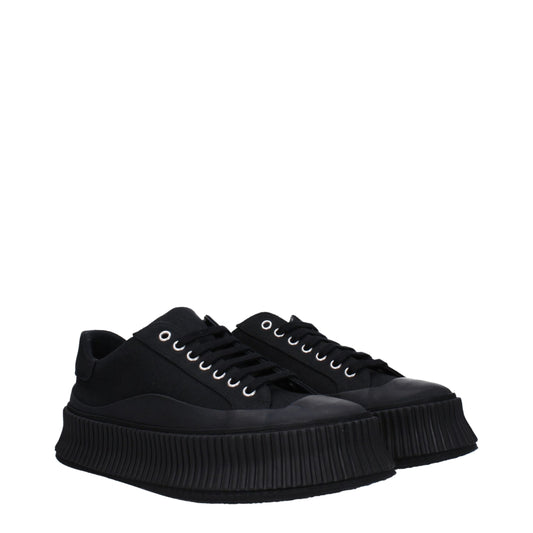 Jil Sander Black Fabric Platform Sneakers