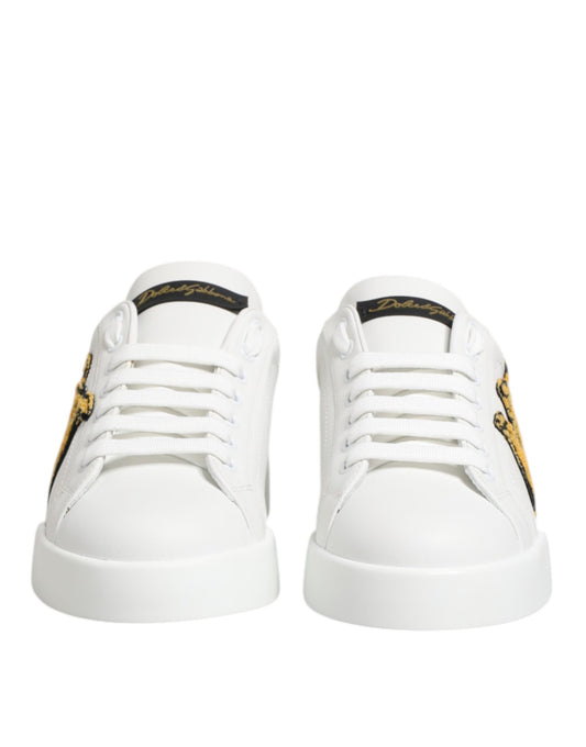 Dolce & Gabbana White Crown Patch Portofino Men Sneakers Shoes