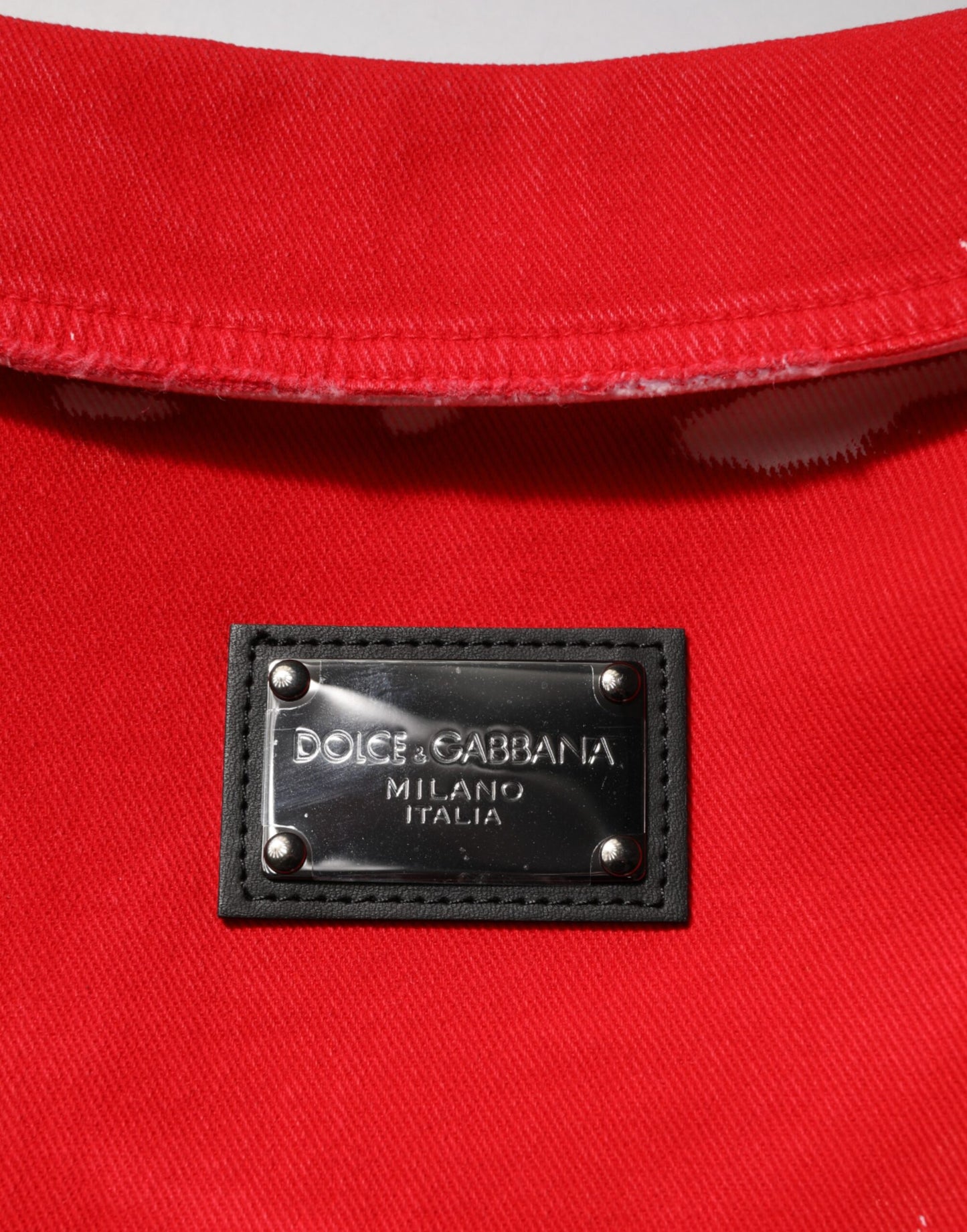 Dolce & Gabbana Red Sleeveless Logo Plaque Vest Jacket