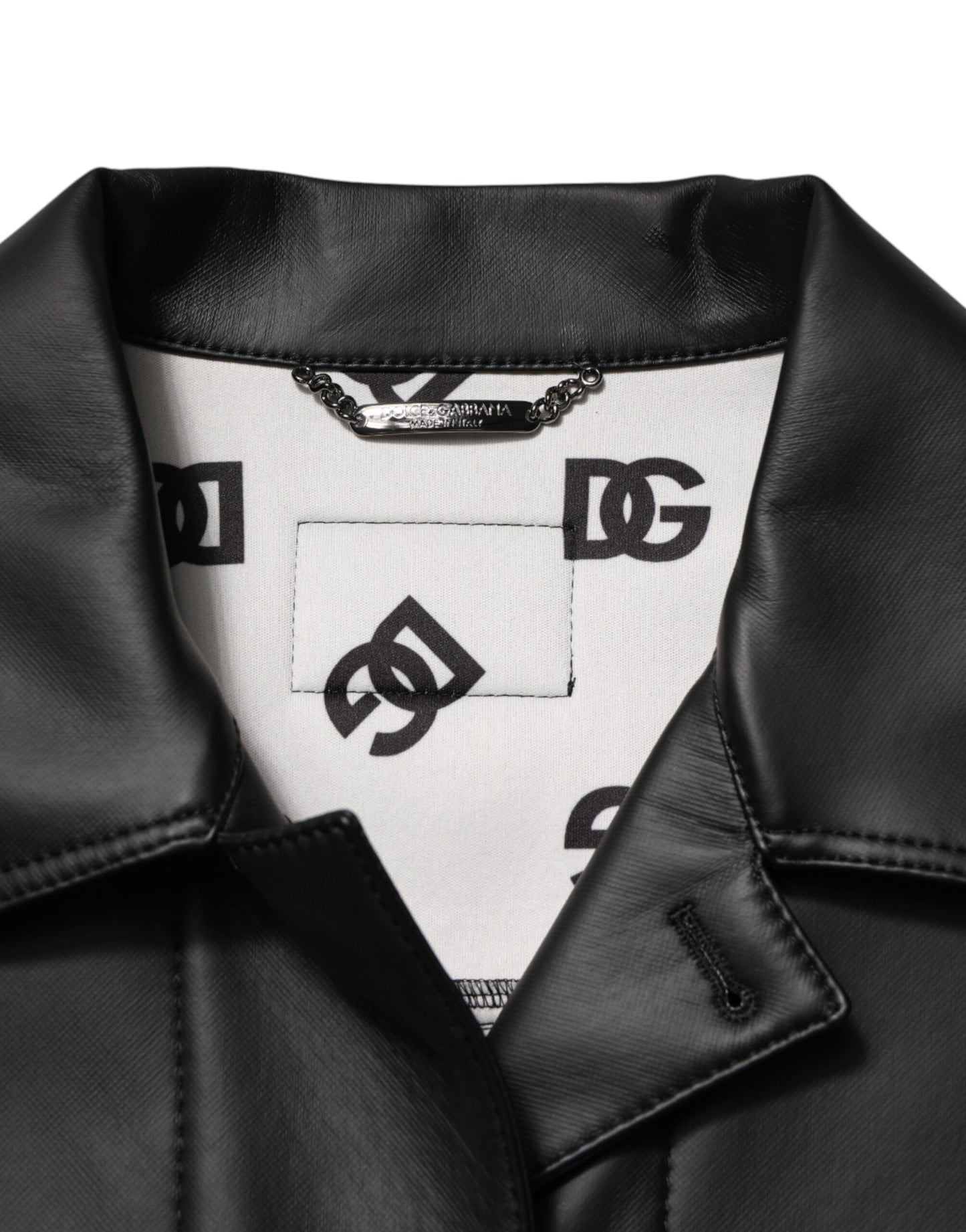 Dolce & Gabbana Black Polyester Button Down Biker Jacket