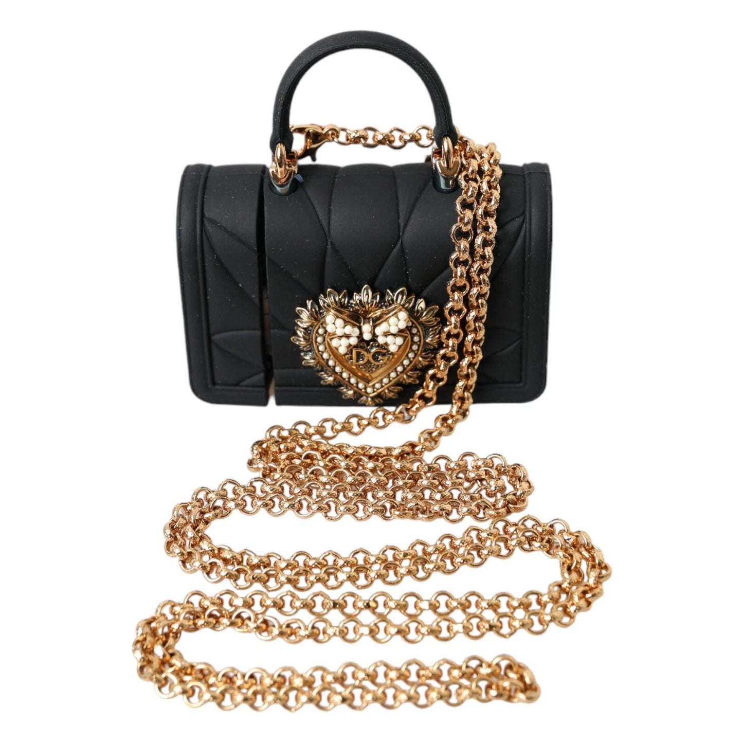 Dolce & Gabbana Case Black Silicone Devotion Heart Cover Hand Bag Airpod