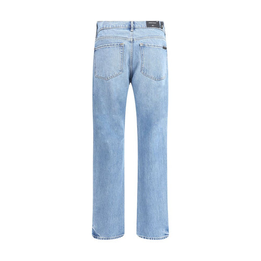7FOR Light Blue Cotton Straight-Leg Jeans