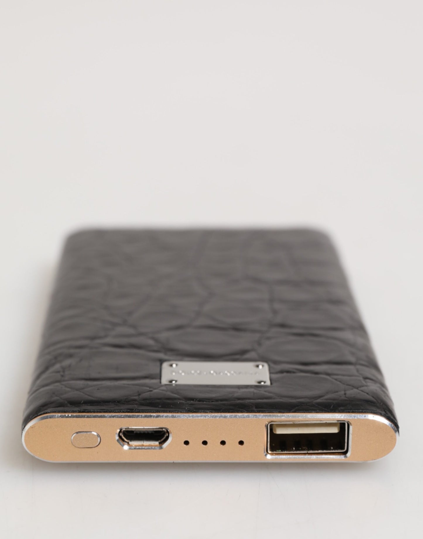 Dolce & Gabbana Black Leather Embossed Exotic 3000mAh  Power Bank Charger USB