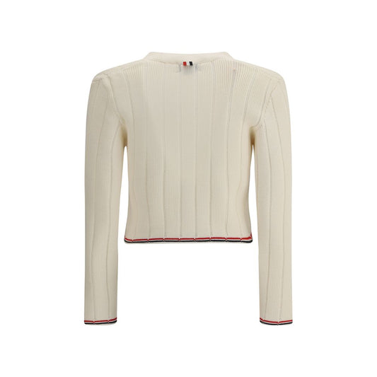 Thom Browne Cream Fleece Wool Cardigan