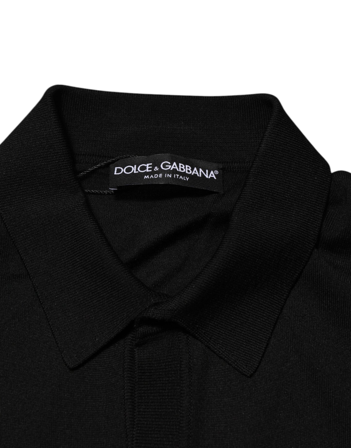 Dolce & Gabbana Black Silk Button Up Lightweight Sweater