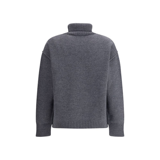 Ami Paris Gray Fleece Wool Turtleneck