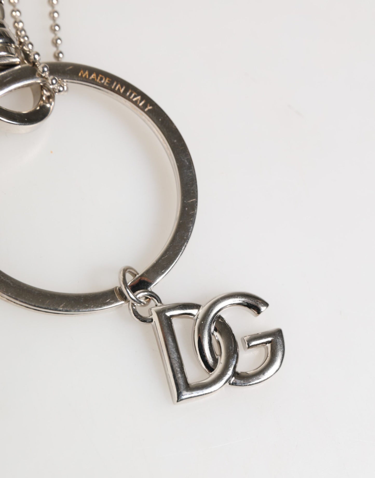 Dolce & Gabbana Silver DG Logo Key Holder Keychain Bag Charm Keyring