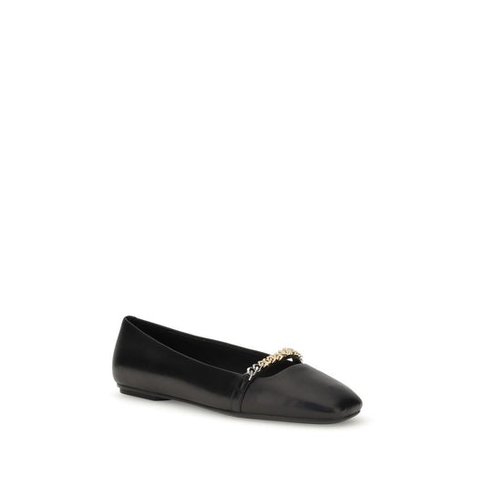PINKO Black Calf Leather Bos Taurus Ballet Flats