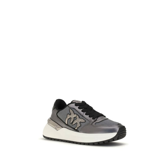 PINKO Gray Fabric Low Top Sneakers