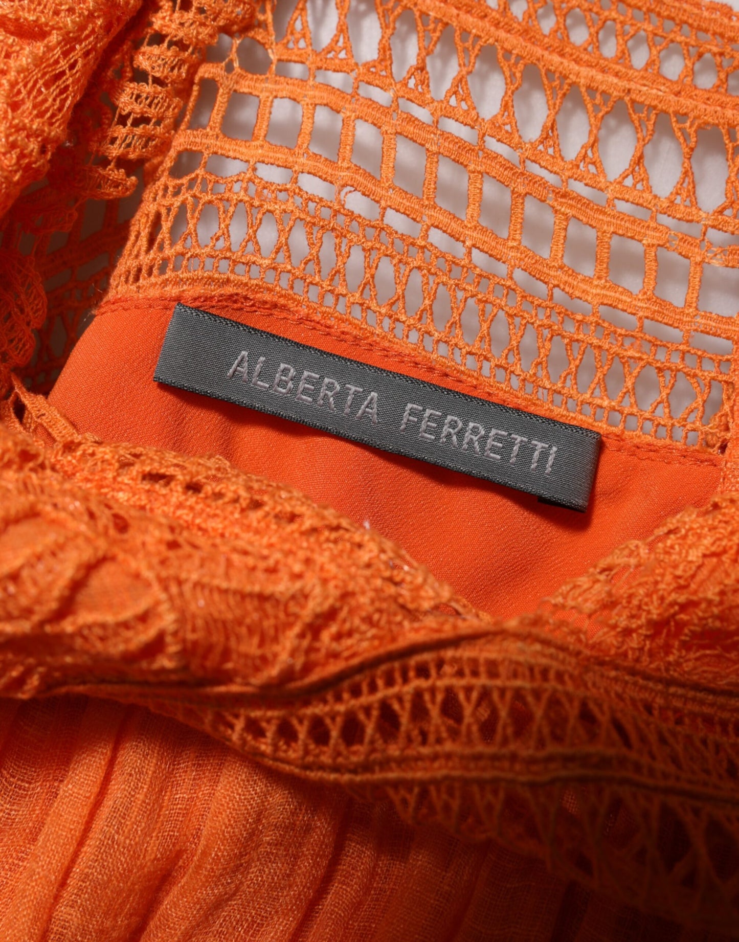 Alberta Ferretti Orange Lace Bustier Layered Maxi Dress
