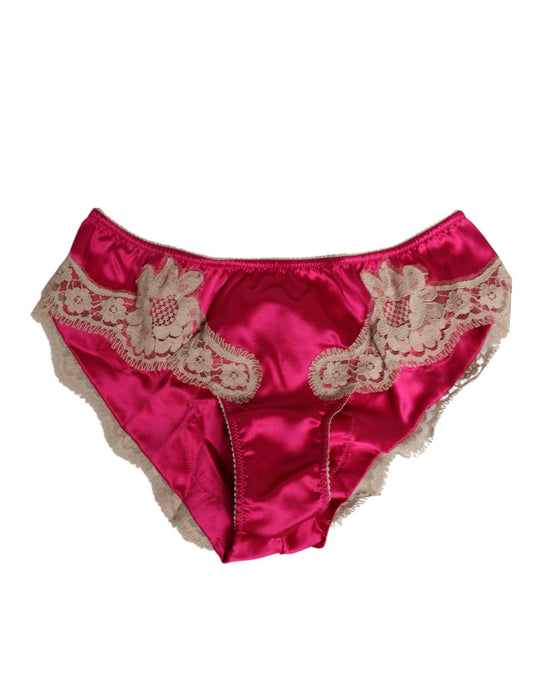 Dolce & Gabbana Pink Silk Satin Lace Trim New Slip Underwear