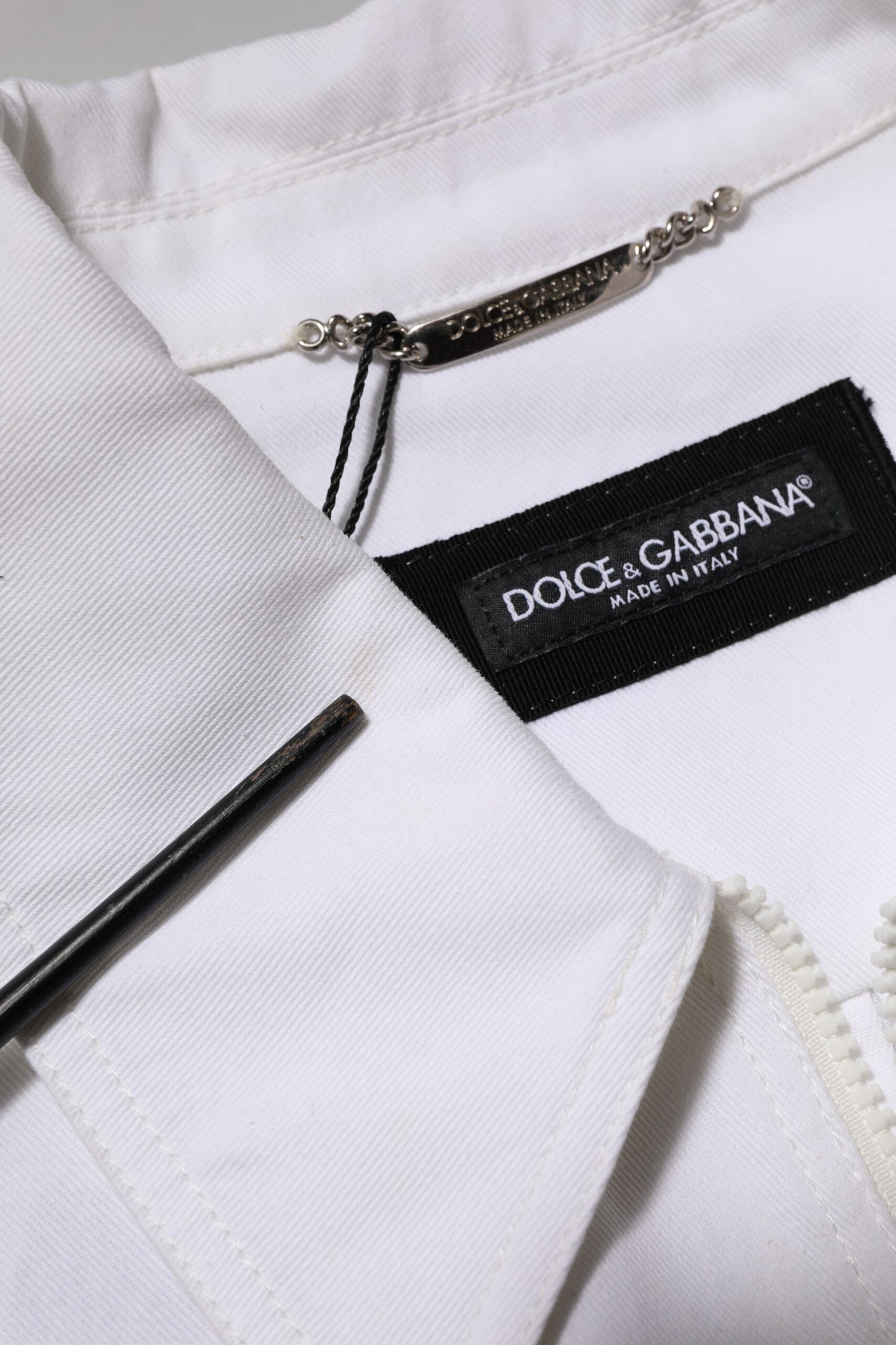 Dolce & Gabbana White Barcode Patch Utility Zip Jumpsuit Pants