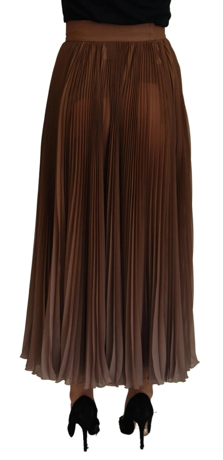 Dolce & Gabbana Beige Longuette Plisse Chiffon Midi Skirt