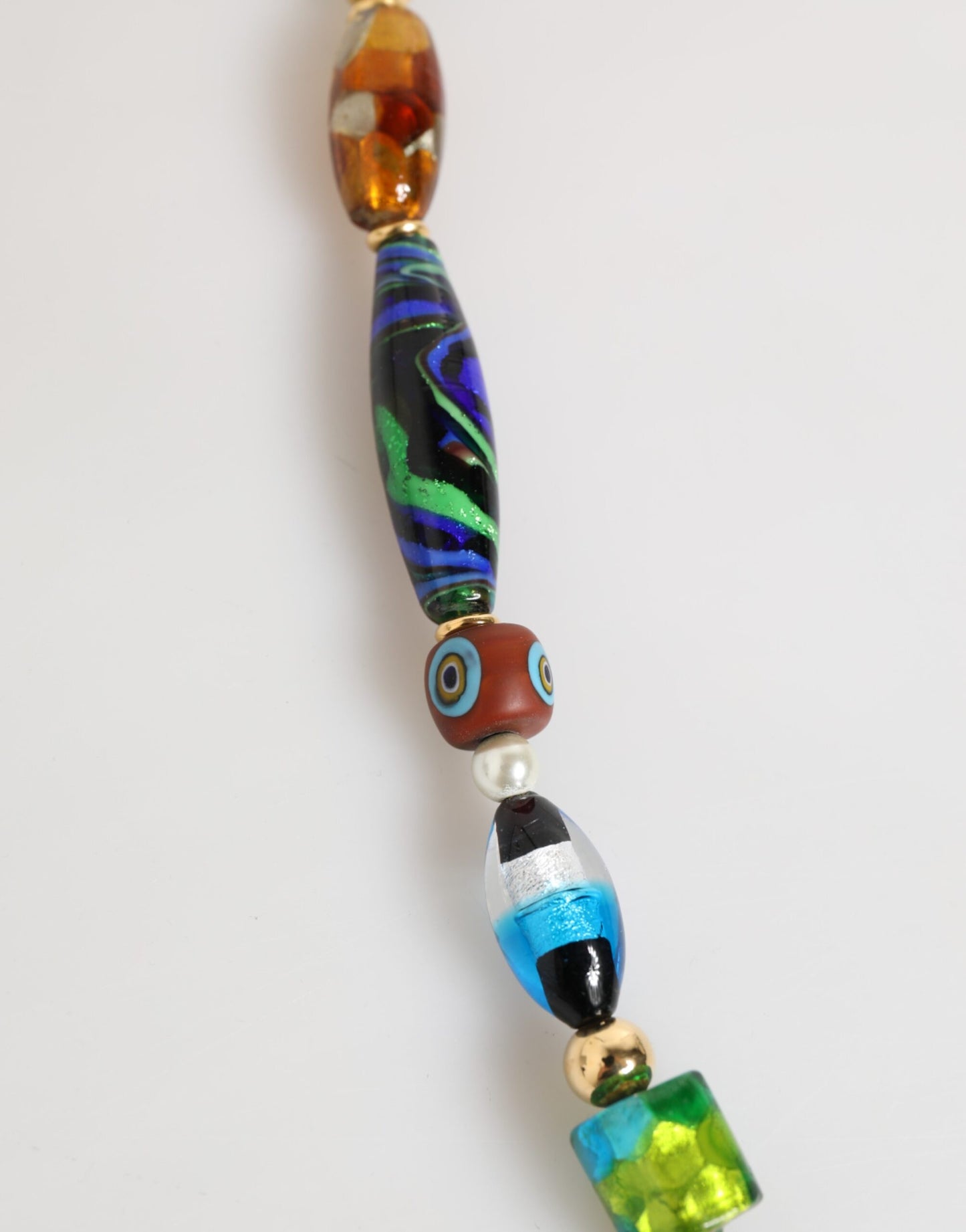 Multicolor Murano Glass Beads Gold Chain Jewelry Necklace