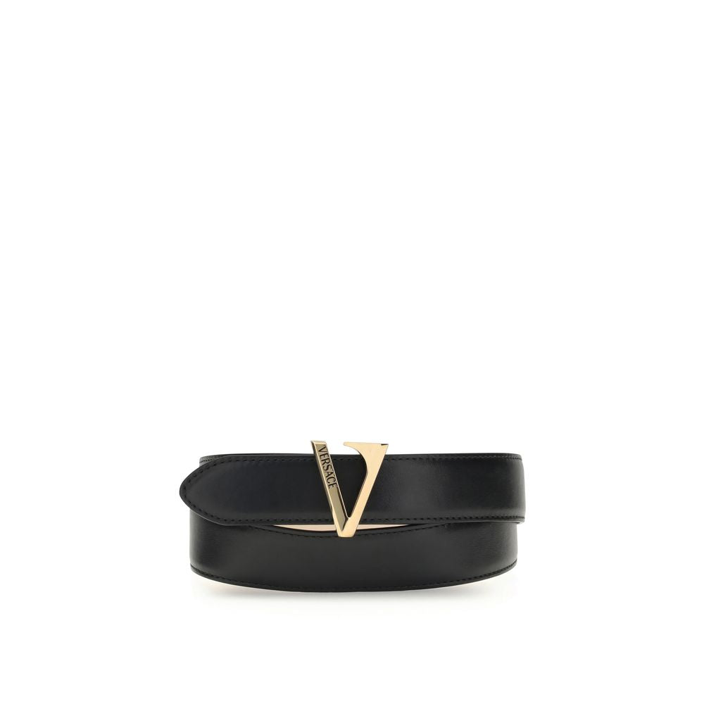 Versace Black Calf Leather Bos Taurus Regular Belt