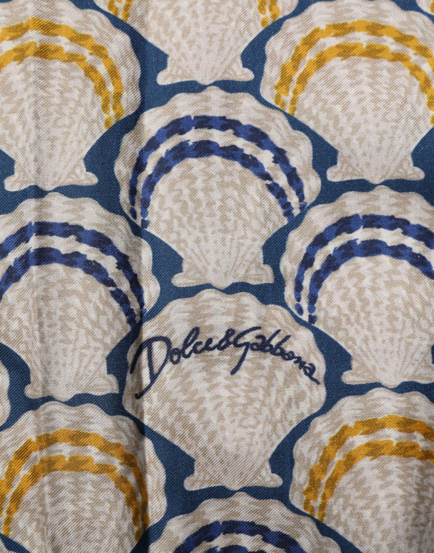 Dolce & Gabbana Cream Cotton Silk Hawaii Scallop Shell Print Shirt