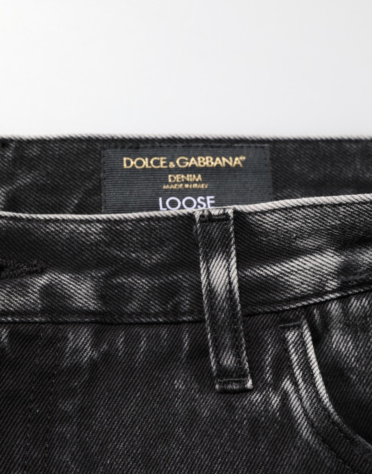 Black Washed Ripped Loose Cotton Denim Jeans