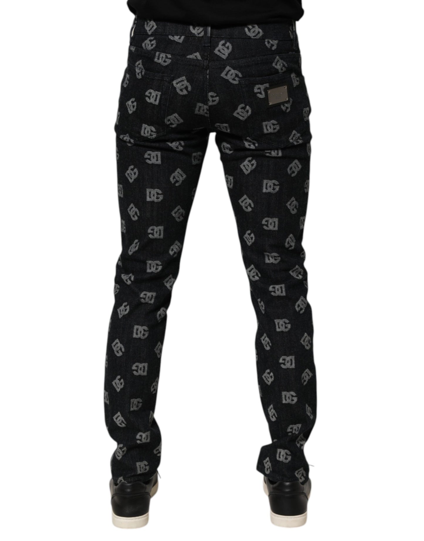 Black DG Monogram Cotton Skinny Denim Jeans