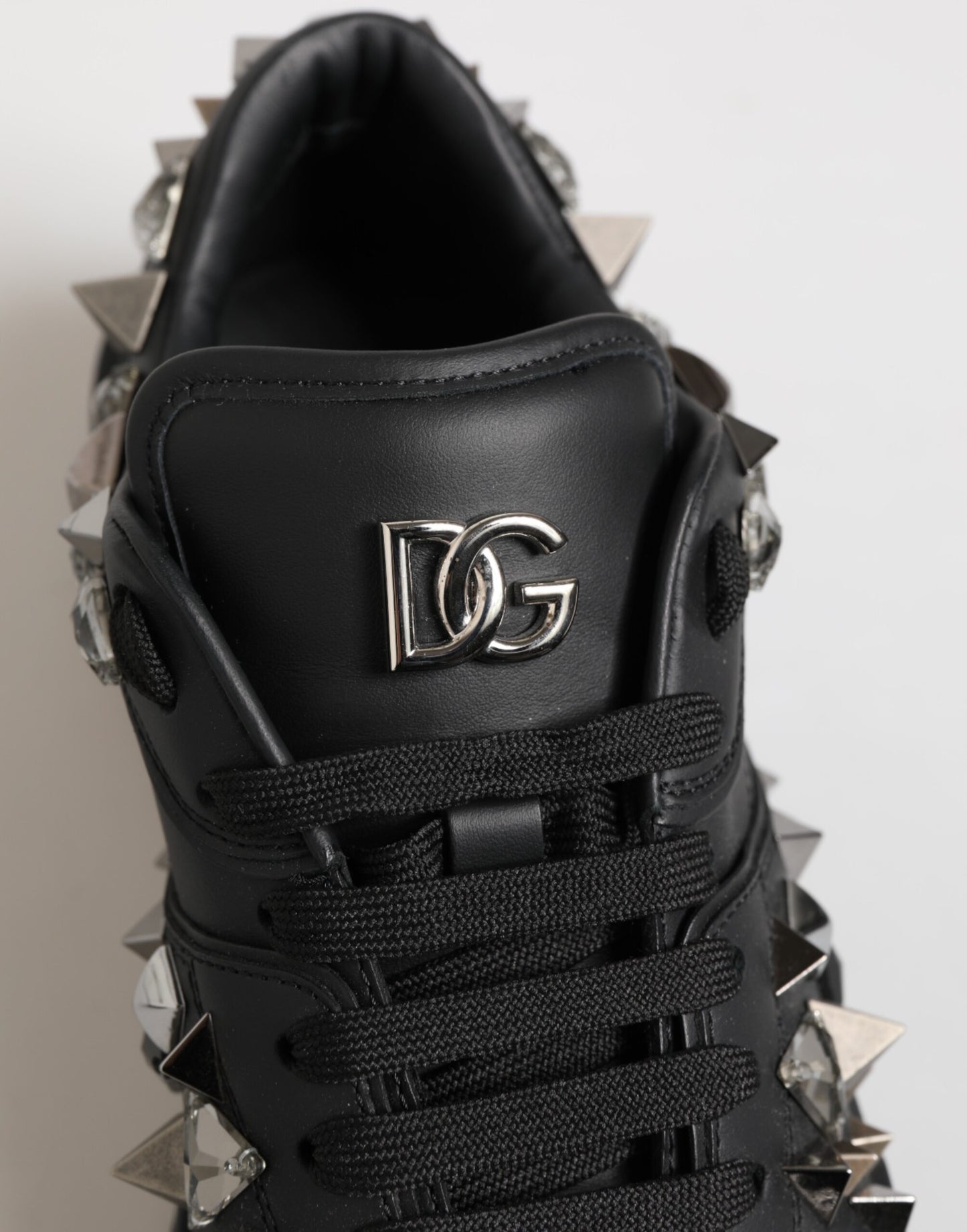 Dolce & Gabbana Black Portofino Studded Men Sneakers Shoes