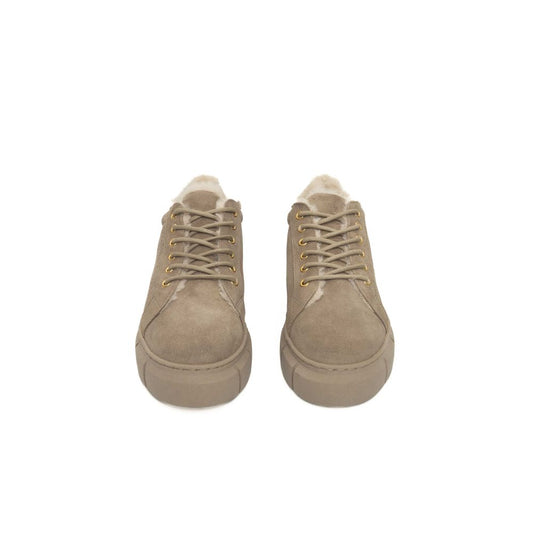 Cerruti 1881 Beige Calfskin Women Platform Sneaker