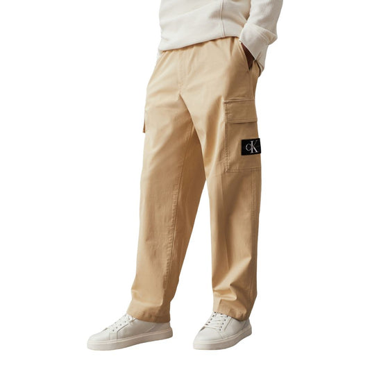 Calvin Klein Jeans Beige Recycled Cotton Casual Pants