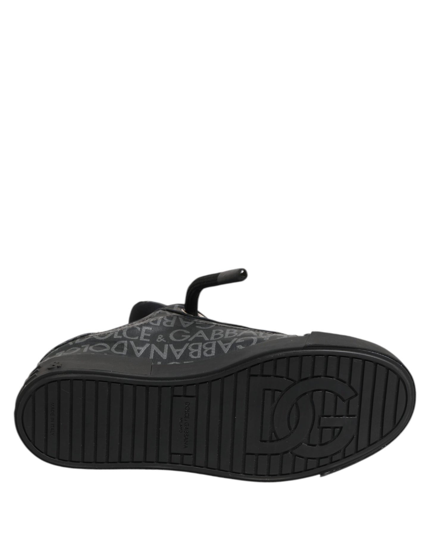 Dolce & Gabbana Black Cotton Denim Logo Low Top Sneakers Shoes