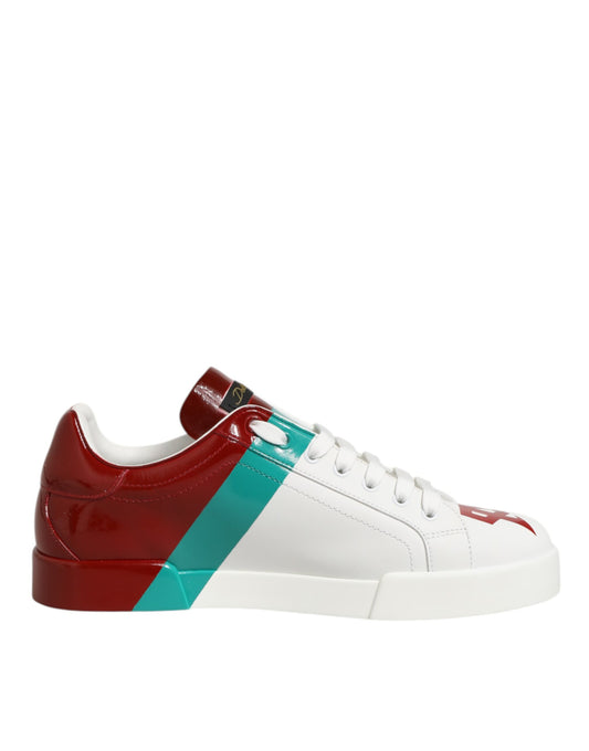 Dolce & Gabbana Multicolor Leather Logo Low Top Sneakers Shoes
