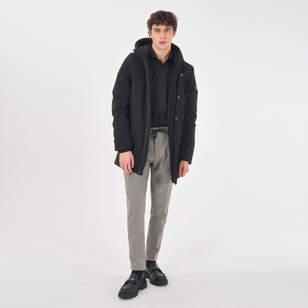 Yes Zee Black Nylon Jackets & Coat