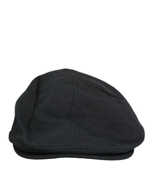 Dolce & Gabbana Black Cotton Blend Newsboy Men Cloth Cap Hat