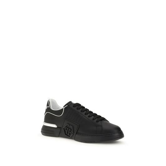 Philipp Plein Black Calf Leather Bos Taurus Athletic Sneakers