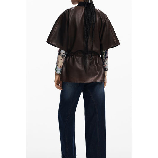 Desigual Brown Polyethylene Women Poncho